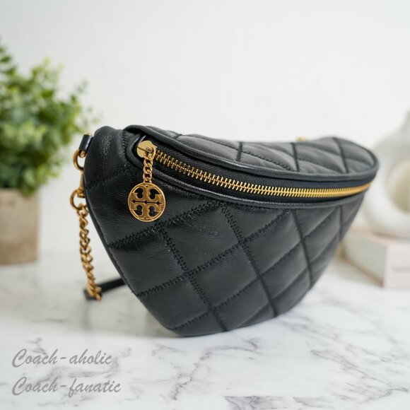 NWT Tory Burch Willa Belt Bag Leather Fanny Pack Crossbody in Black - Picture 2 of 9